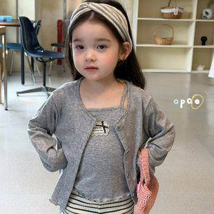 吊带两件套 灰色 Opao 7090女童2026春款