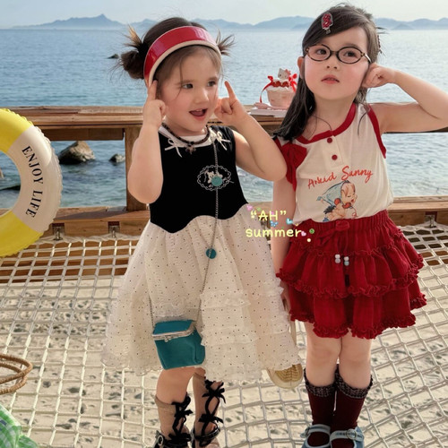 26夏AH 女童无袖拼接连衣裙77266 红色背心77205 半裙77157