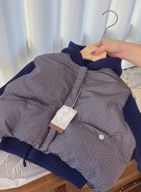 桃喜 25冬 5070女童灰色碎花棉马甲