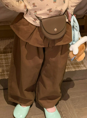 Opao 26秋 5151女童卡其色屁帘直筒休闲裤