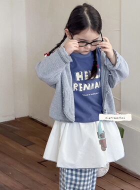 小鹿慕水女童套装2025秋字母T恤95581+连帽外套95503+屁帘裤95582