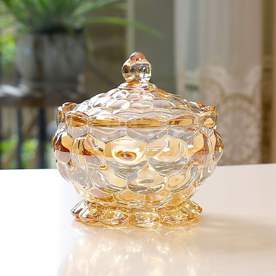 轻奢水晶玻璃糖果罐带盖储物罐家用糖缸欧式糖罐摆件大号收纳罐子