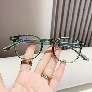 森系绿框可爱小脸圆框素颜高度数近视框架 防蓝光眼镜架女日韩版