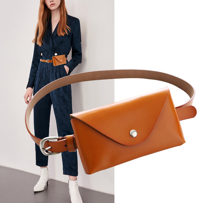 小腰包女潮ins迷你时尚新复古文艺腰带包真皮牛皮装饰手机包皮带