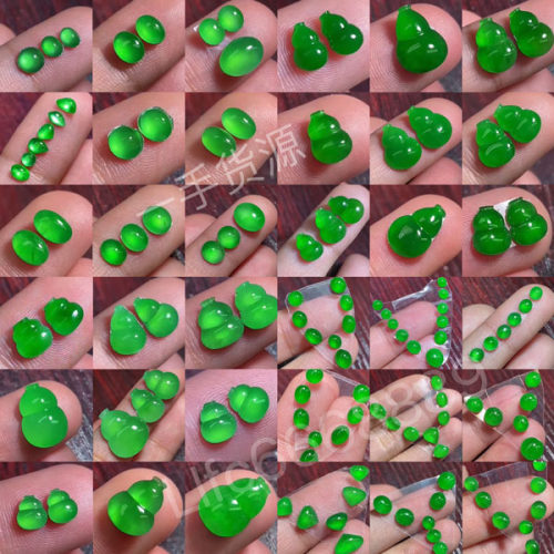 翡翠蛋面戒面满绿葫芦马眼马鞍玉