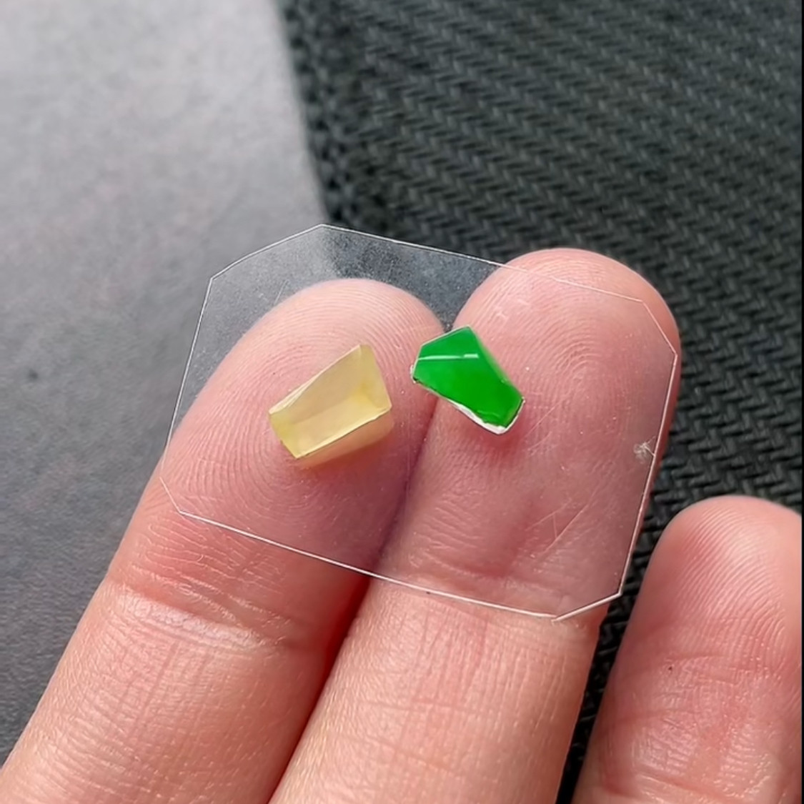 缅甸天然翡翠A货老坑种冰种阳绿黄翡异形随形戒面切割面裸石