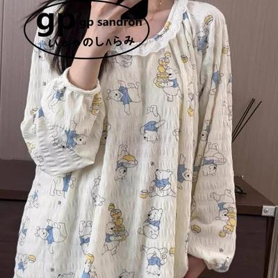 日本GP花边睡衣女小熊维尼长袖