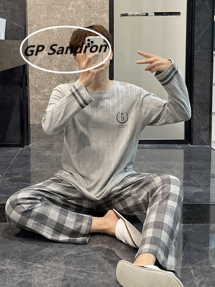 日本gp睡衣男士大码家居服套装
