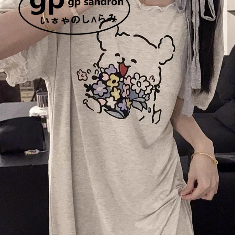 日本gp带胸垫莫代尔棉睡裙少女