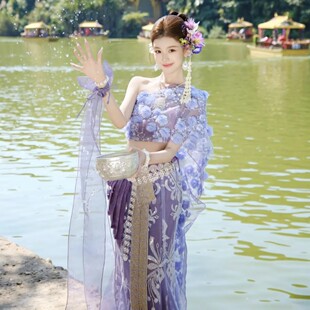 云南西双版纳傣族摄影服饰民族风修身显瘦超仙旅拍度假泼水节服装