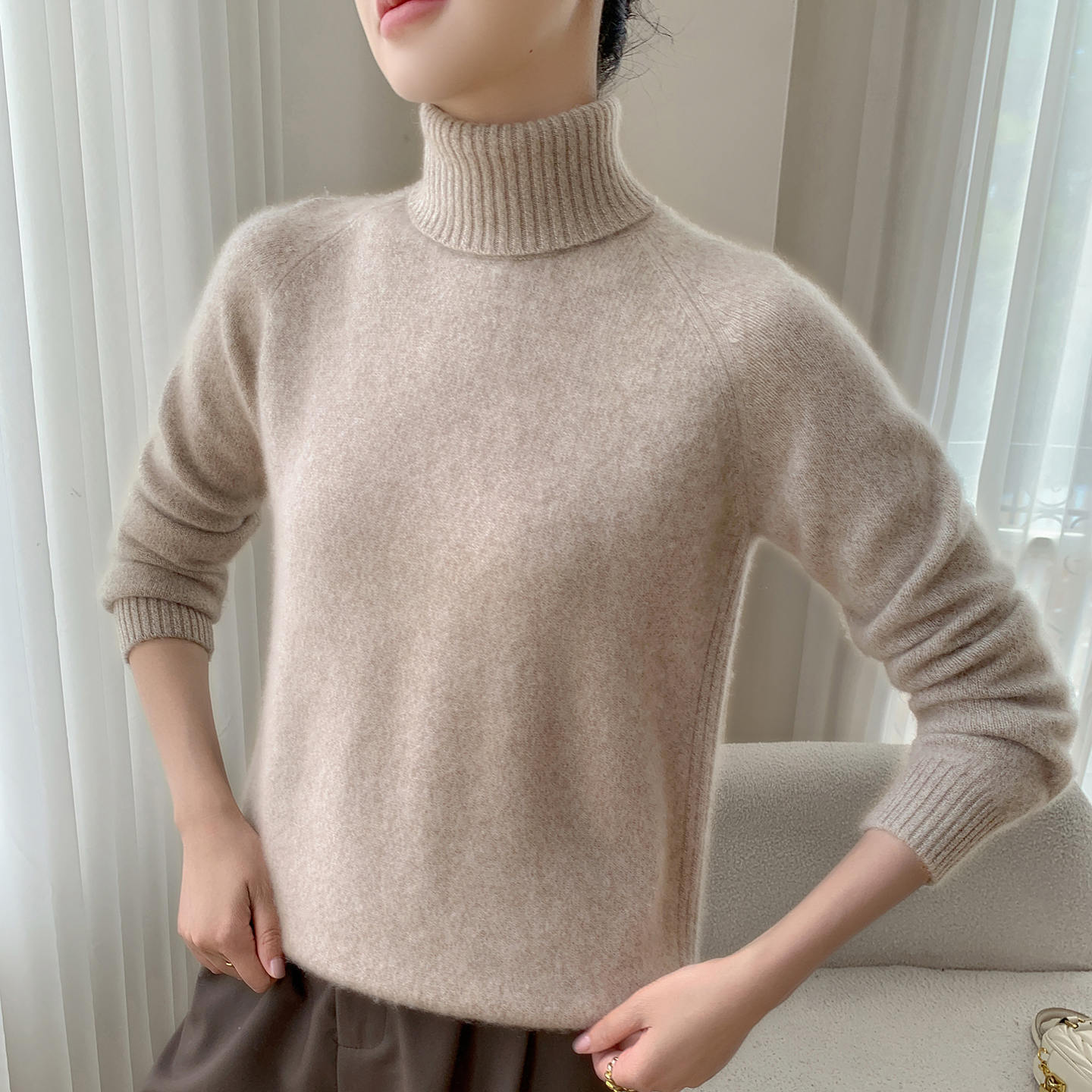 山羊绒衫女加厚高领针织打底衫女