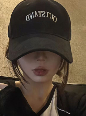 日本代购复古字母百搭棒球帽大头围显脸小黑色鸭舌帽秋冬深顶帽子