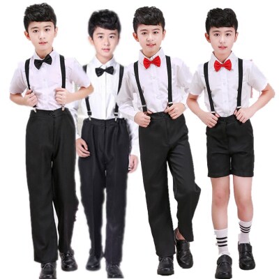 儿童礼服套装校服六一小学生主持人花童背带裤男童合唱演出服装