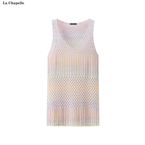 拉夏贝尔/La Chapelle韩系渐变镂空针织背心女夏季外搭吊带上衣