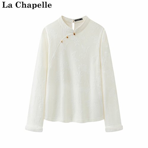 拉夏贝尔/La Chapelle秋冬新款立领新中式通勤风气质内搭衬衫上衣