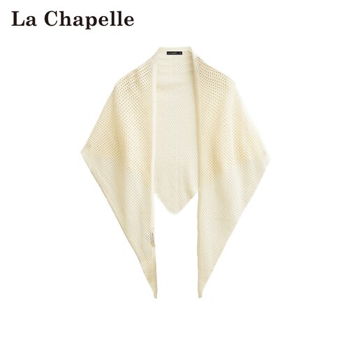 拉夏贝尔/La Chapelle春夏新款纯色韩式镂空针织衫外搭旅游风披肩