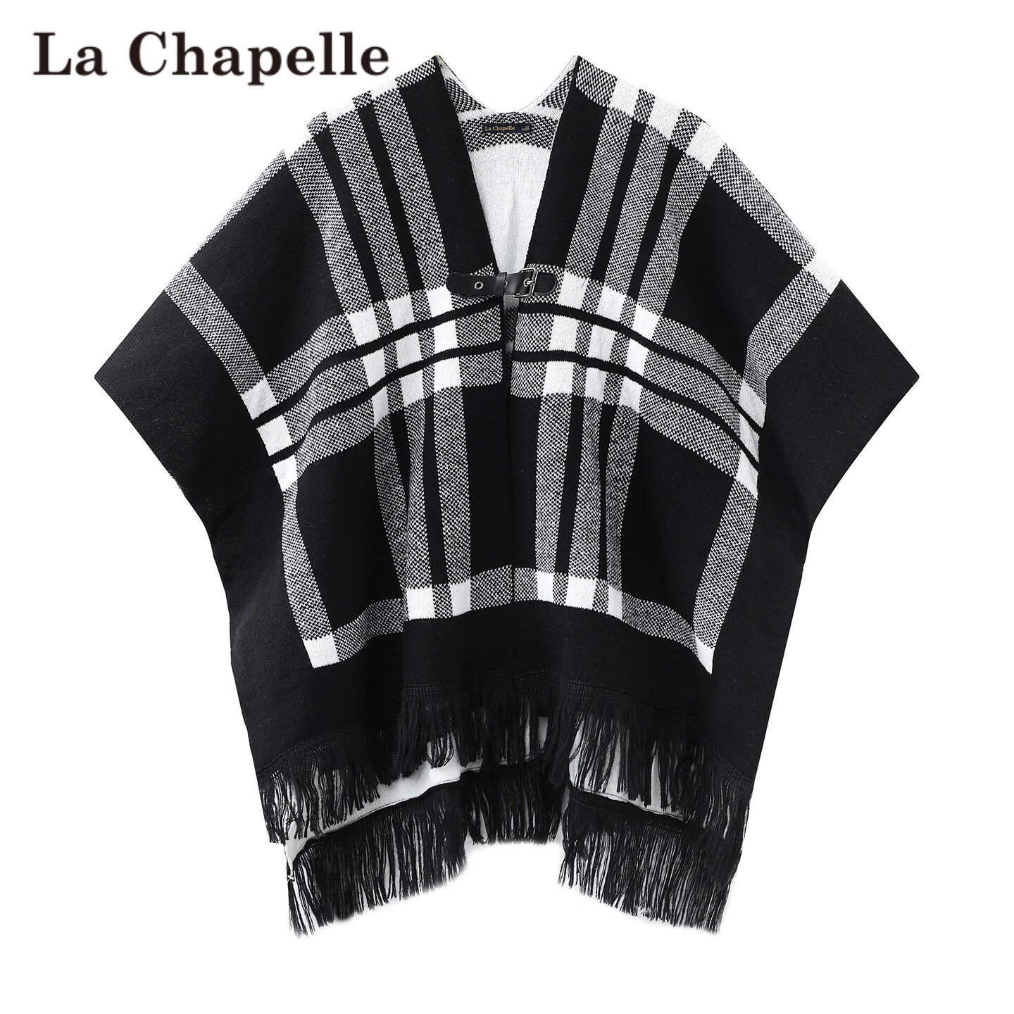 拉夏贝尔/La Chapelle2026秋冬厚款撞色条纹流苏度假旅游保暖披肩