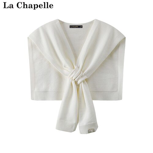 拉夏贝尔/La Chapelle春新款针织纯色披肩女士外搭百搭休闲装饰坎