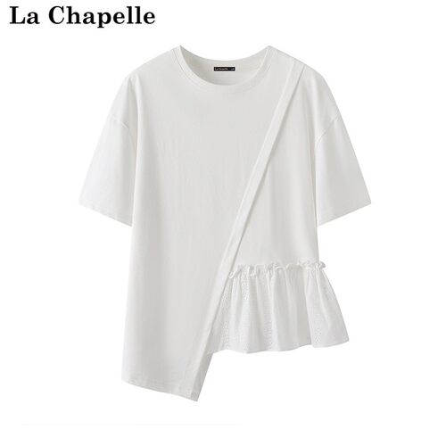 拉夏贝尔/La Chapelle不规则设计感T恤女春夏季新款宽松显瘦上衣
