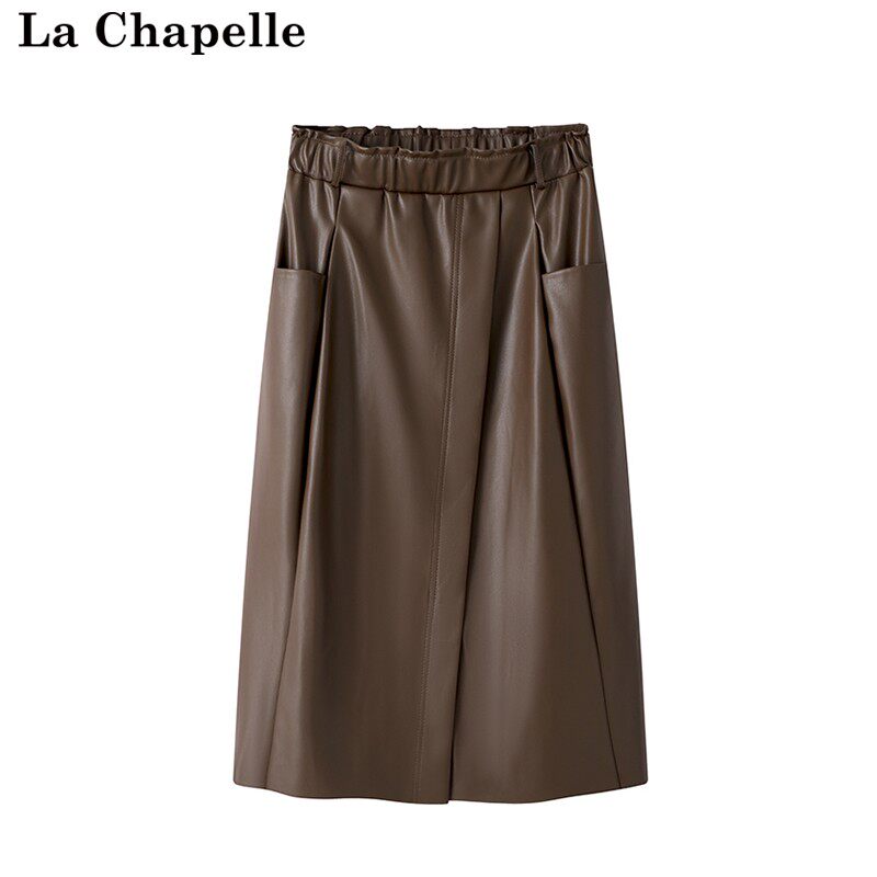 拉夏贝尔/La Chapelle高腰显瘦半身裙女秋冬新款PU皮松紧腰中长裙怎么样,好用不?