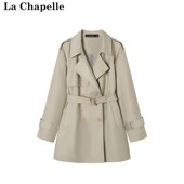 休闲高级秋新款 Chapelle小众双排扣女风衣中长款 外套 拉夏贝尔