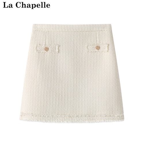 拉夏贝尔/La Chapelle秋冬法式小香风A字裙半身裙显瘦气质短裙女