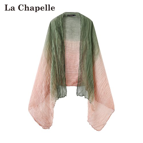 拉夏贝尔/La Chapelle夏旅游韩式拼色微透雪纺衫外搭空调房披肩