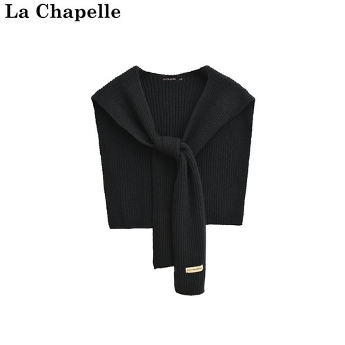 拉夏贝尔/La Chapelle秋冬新款纯色洋气时尚气质搭肩短款针织披肩