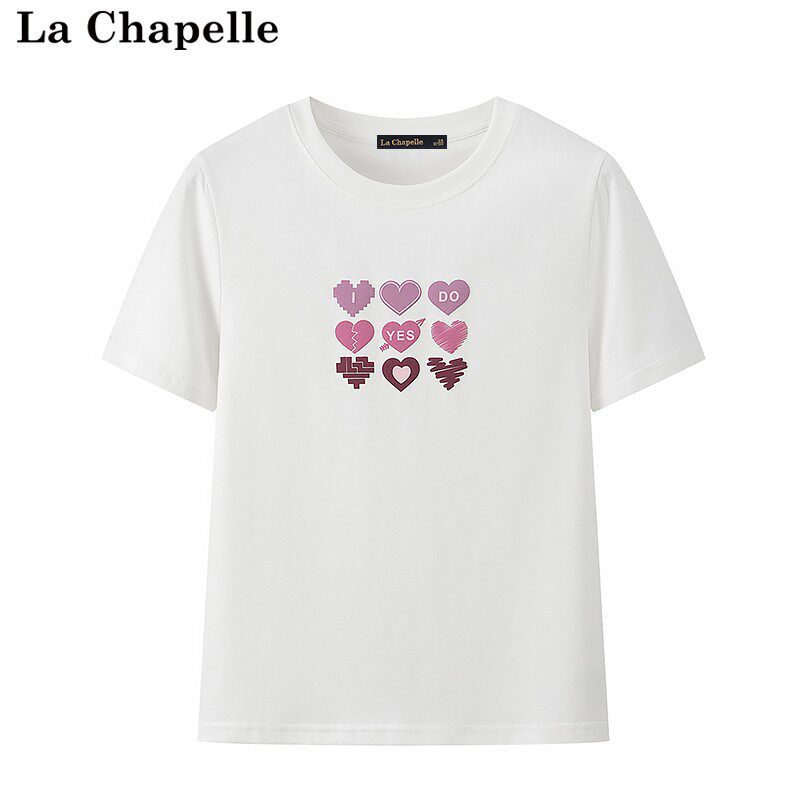 拉夏贝尔/La Chapelle夏季新款爱心字母印花T恤女短袖薄百搭上衣怎么样,好用不?