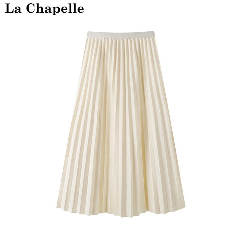 拉夏贝尔/La Chapelle法式垂感百褶半身裙女夏季新款高腰A字伞裙