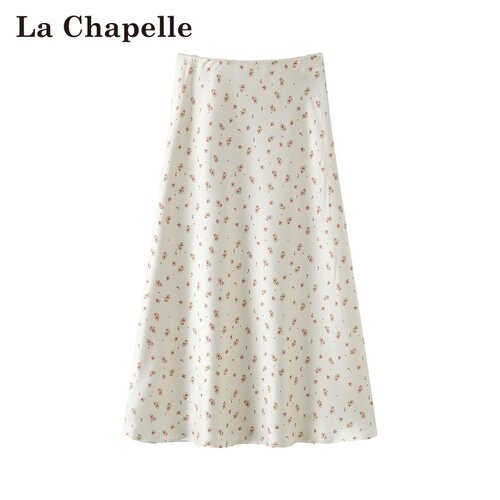 拉夏贝尔/La Chapelle春夏新款高腰甜美风碎花A字通勤百搭半身裙