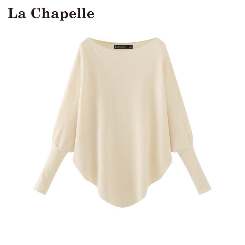 拉夏贝尔/La Chapelle秋冬新款纯色一字领通勤风修身显瘦时尚毛衣