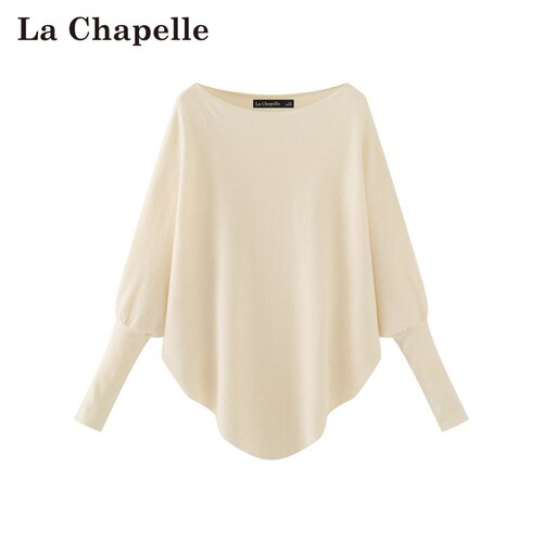 拉夏贝尔/La Chapelle秋冬新款纯色一字领通勤风修身显瘦时尚毛衣