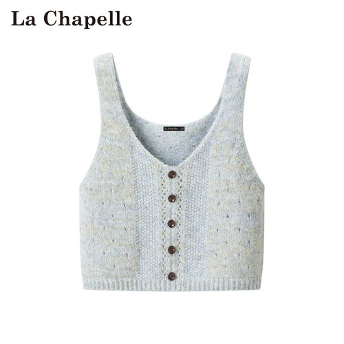 拉夏贝尔/La Chapelle春季新款纯色韩式V领短款叠穿百搭针织吊带