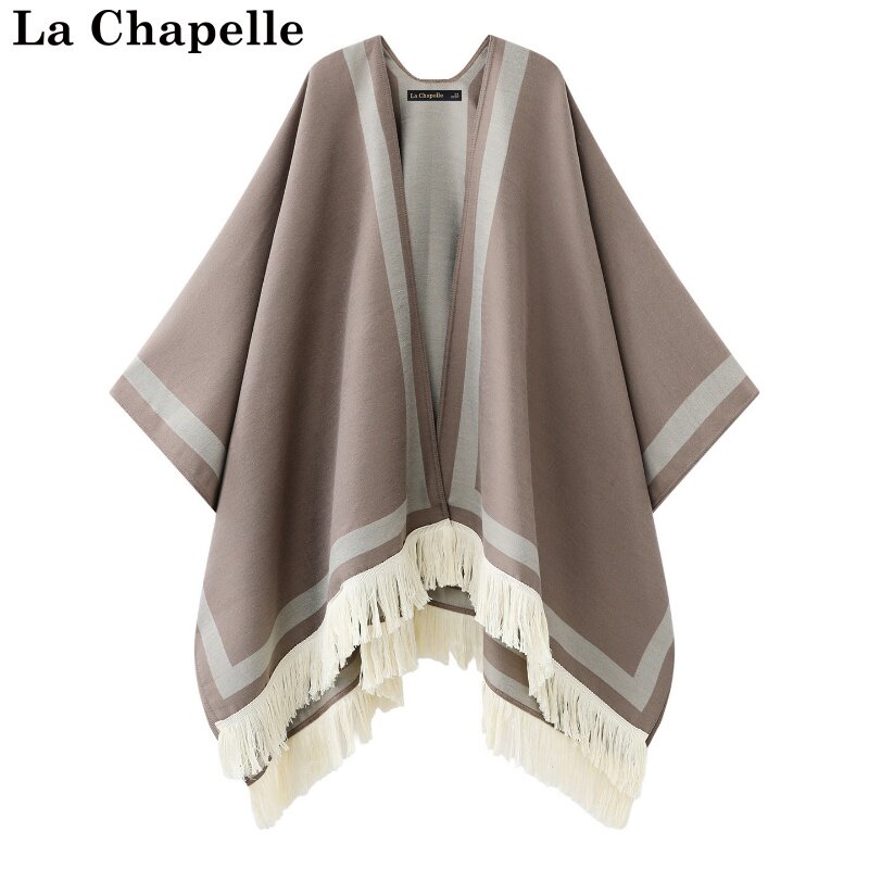 拉夏贝尔/La Chapelle秋冬新款流苏装饰围巾高级感保暖外搭披肩女