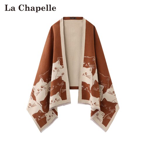 拉夏贝尔/La Chapelle春夏新款复古风印花围巾外搭时尚旅游风披肩