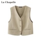 西装 Chapelle春季 V领纯色通勤风叠穿无袖 马甲女 新款 拉夏贝尔