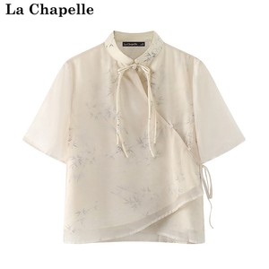 拉夏贝尔/La Chapelle春夏新中式国风盘扣仙气高级感小衫上衣女款