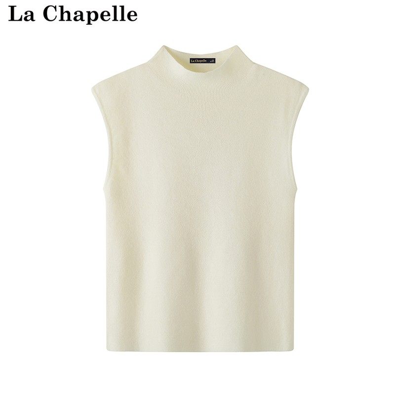 拉夏贝尔/La Chapelle秋季新款半高领修身显瘦针织衫正肩紧身上衣