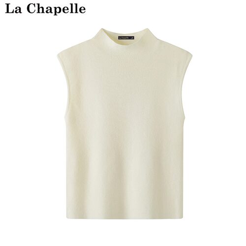 拉夏贝尔/La Chapelle秋季新款半高领修身显瘦针织衫正肩紧身上衣