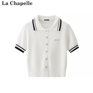 POLO领短袖 新款 设计感学院风韩版 针织衫 拉夏贝尔 Chapelle夏季