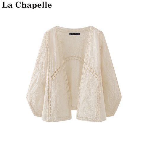 拉夏贝尔/La Chapelle秋季新款温柔风宽松休闲镂空百搭显瘦上衣