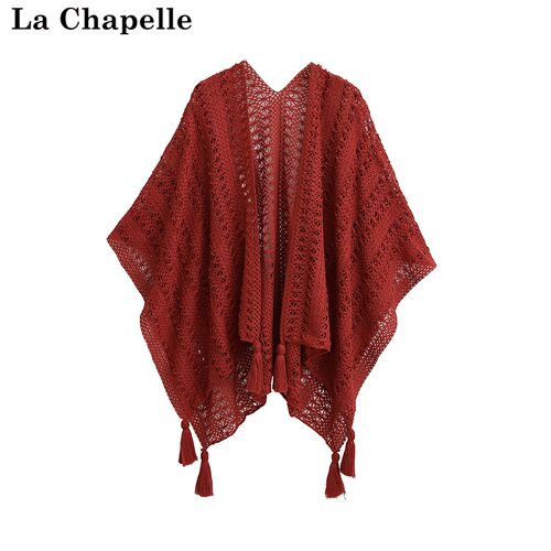 拉夏贝尔/La Chapelle波西米亚民族风镂空钩花流苏吊坠旅游大披肩
