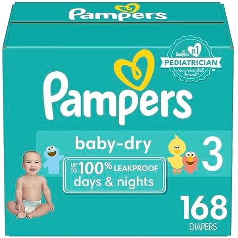 Pampers Baby Dry Diapers- Size 3 168 Count Absorbent Disp