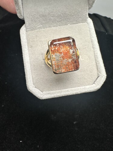 纯天然幽灵戒指  925银镶活口 石头尺寸19*14mm 重量8.5克 保真