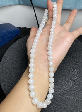 纯天然蓝月光石项链 冰透水润 尺寸8.7MM 重量55.2克吧保真