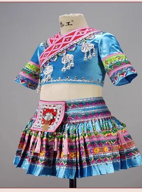 新款儿童少数民族黛帕舞蹈服装苗族土家族演出服艺考独舞表演服