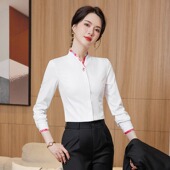 南航空姐制服职业装 空乘面试V领衬衣正装 白衬衫 新款 女长袖 工作服