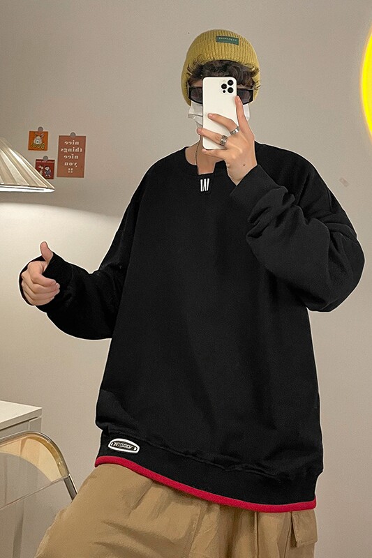 秋冬新款模特图韩版大码港风男款圆领卫衣外套XZ1415-2#W5509#,男装卫衣,星座301D-4(原星座1004-4）