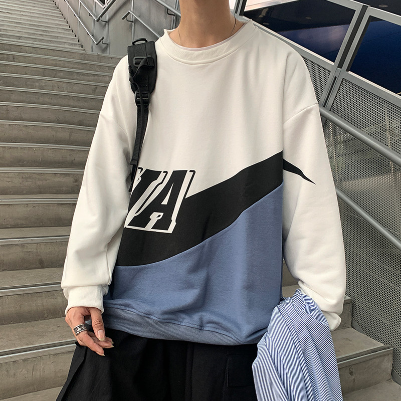 秋冬新款时尚大码港风圆领套头T恤卫衣男女款XZ1415-2#W5501#图片